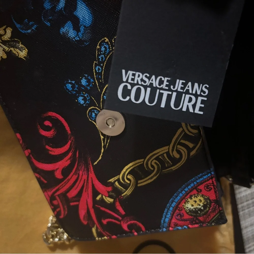 Versace Jeans Couture Black Multicolor Chain Crossbody Bag - Picture 5 of 8